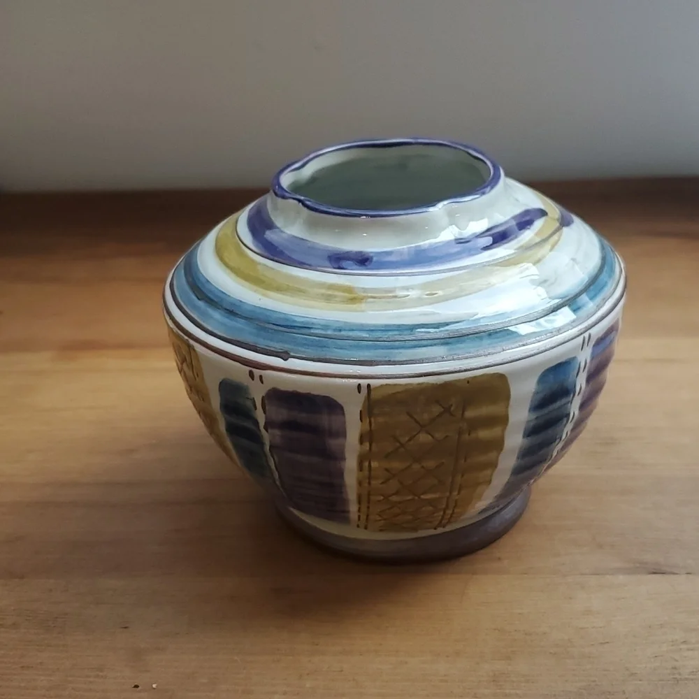 RARE Anthropologie Decorative Vase Purple Blue Green - Picture 1 of 4